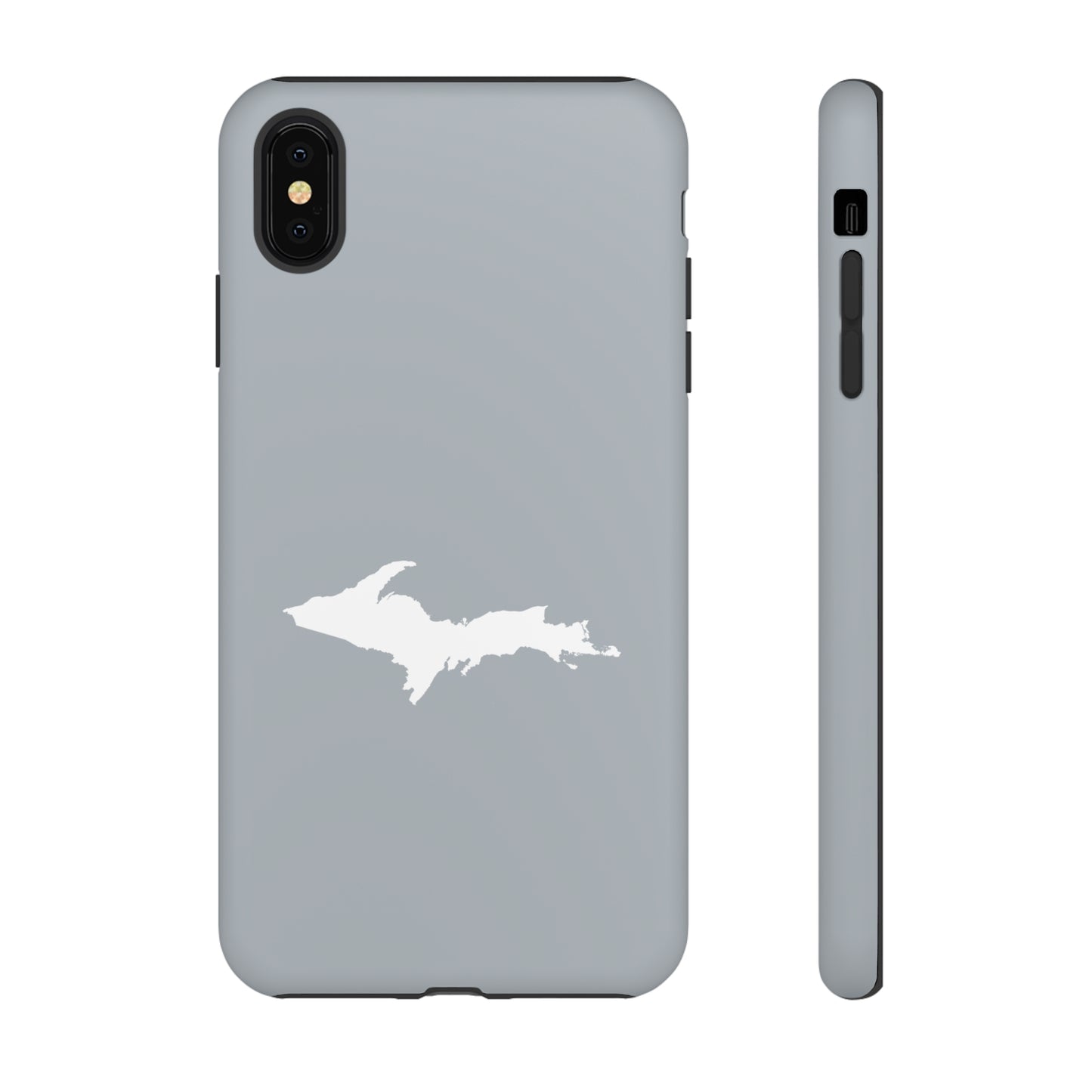 Michigan Upper Peninsula Tough Phone Case (Silver w/ UP Outline) | Apple iPhone