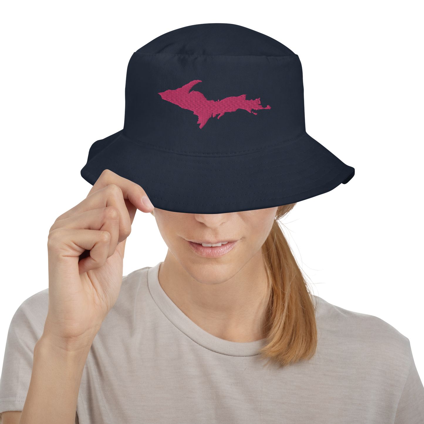 Michigan Upper Peninsula Bucket Hat (w/ Pink UP Outline)