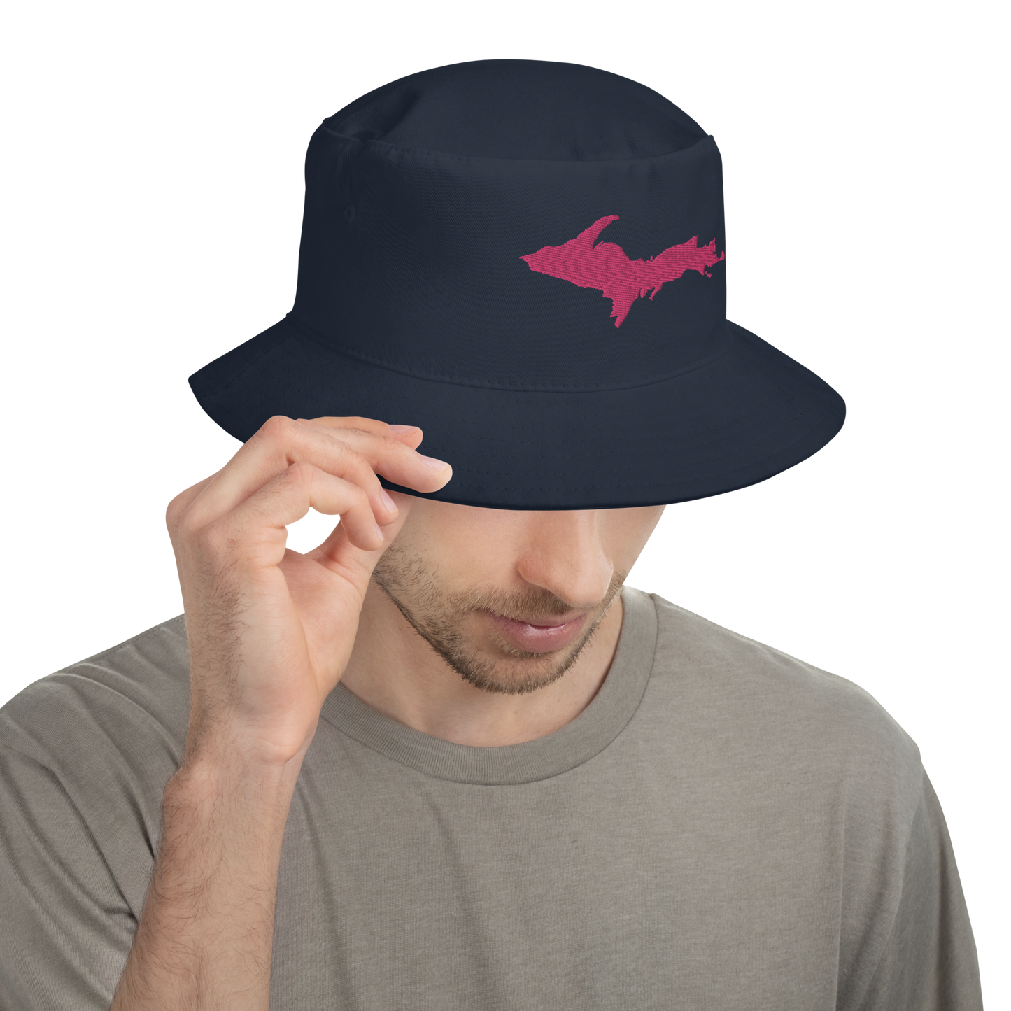 Michigan Upper Peninsula Bucket Hat (w/ Pink UP Outline)