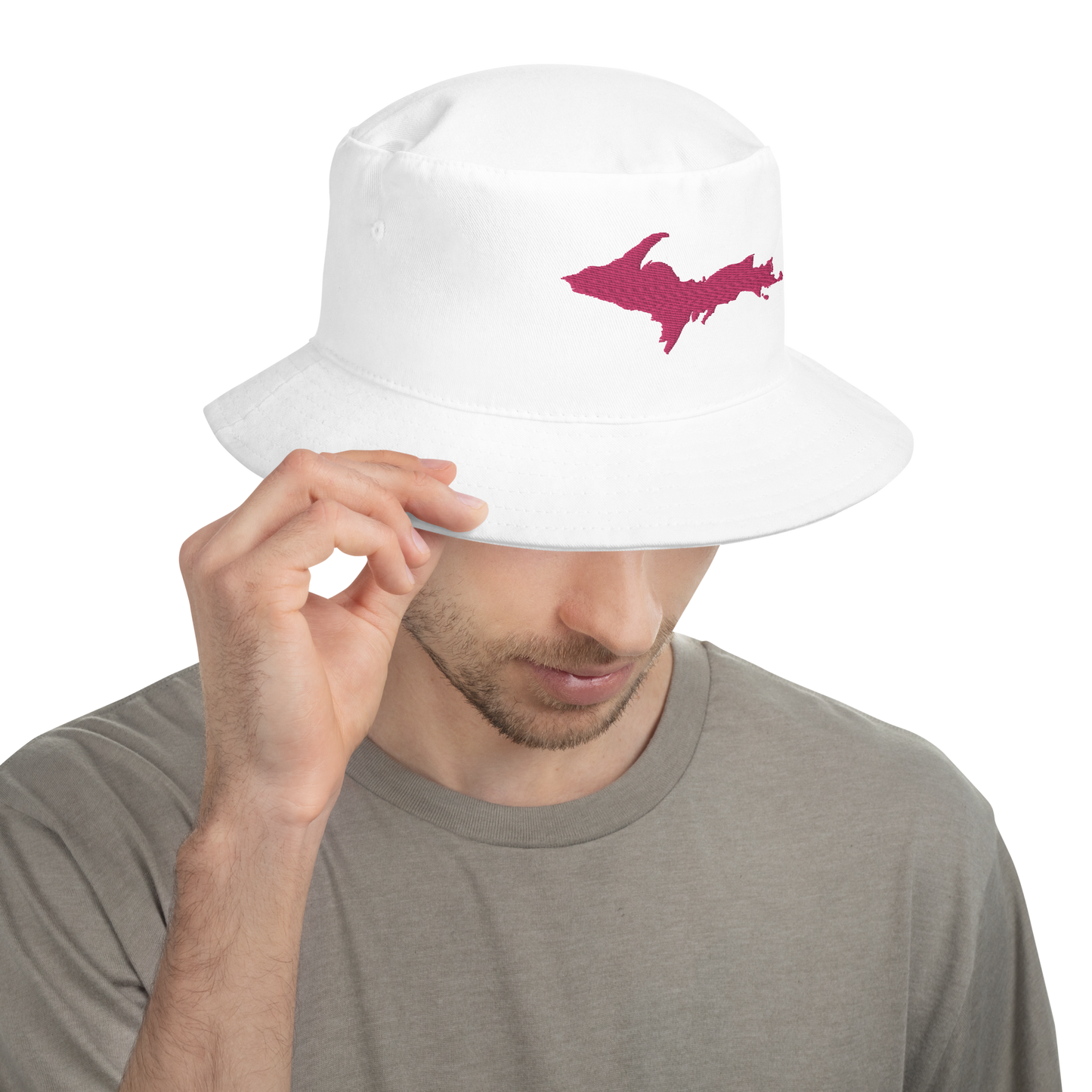 Michigan Upper Peninsula Bucket Hat (w/ Pink UP Outline)