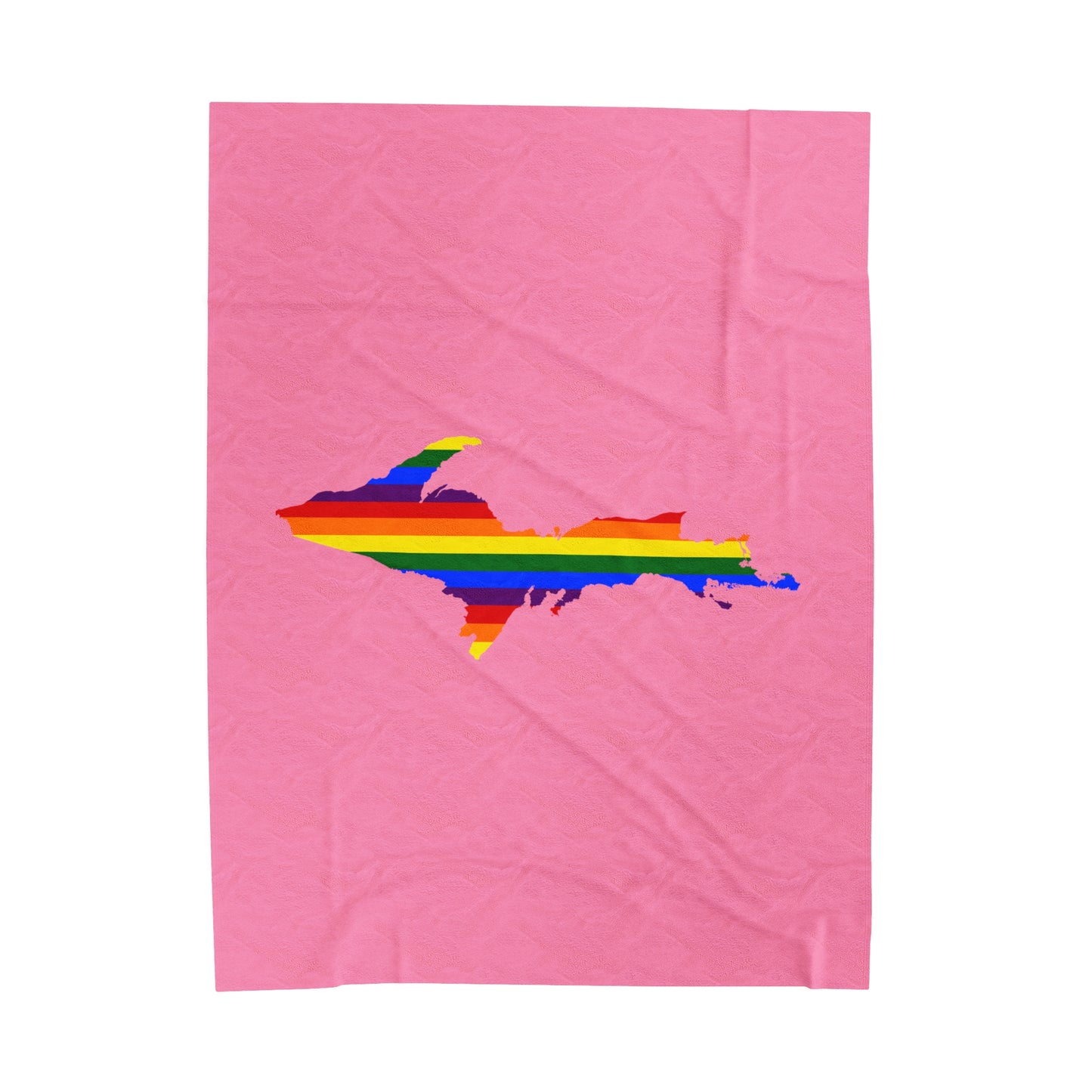 Michigan Upper Peninsula Plush Blanket (w/ UP Pride Flag Outline) | '67 Caddie Pink