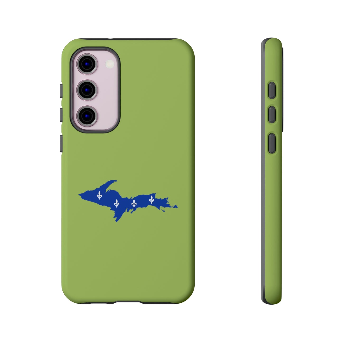 Michigan Upper Peninsula Tough Phone Case (Gooseberry Green w/ UP Quebec Flag Outline) | Samsung & Pixel Android