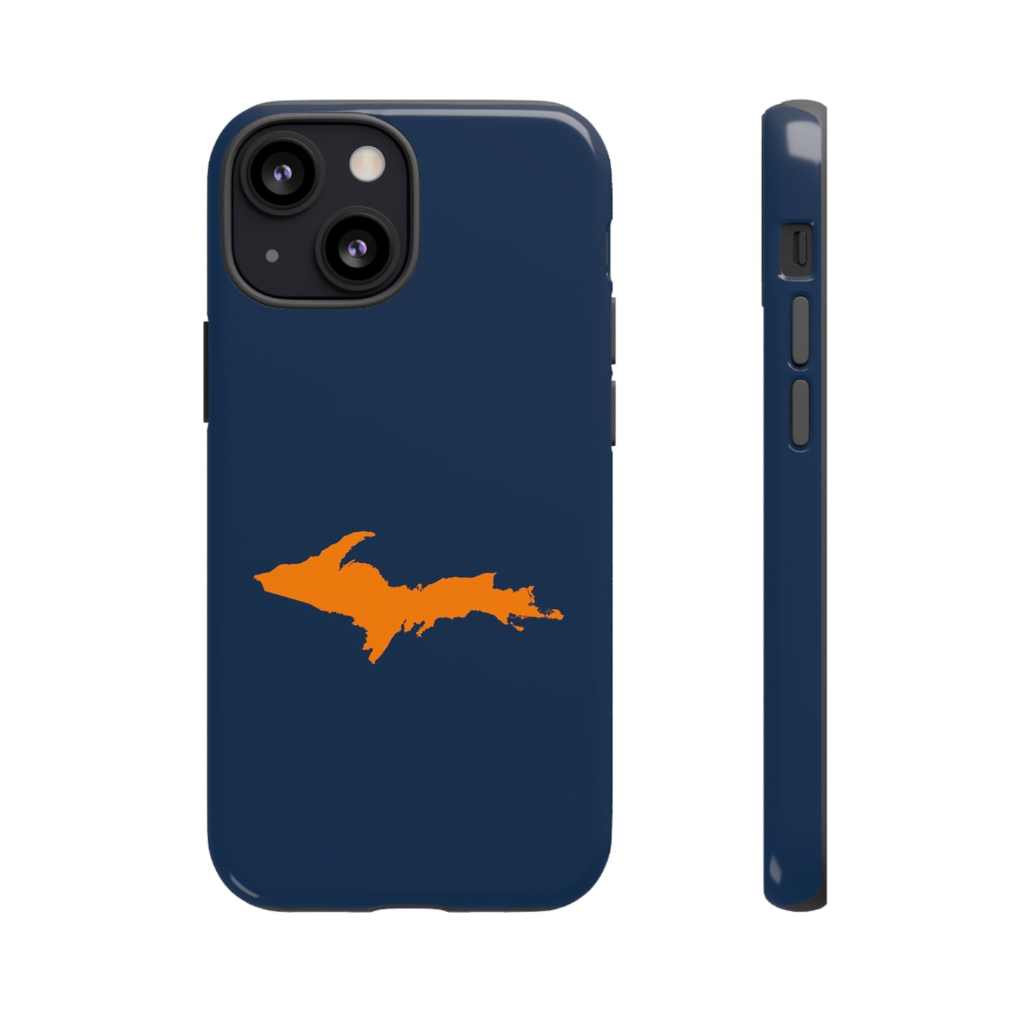 Michigan Upper Peninsula Tough Phone Case (Navy w/ Orange UP Outline) | Apple iPhone