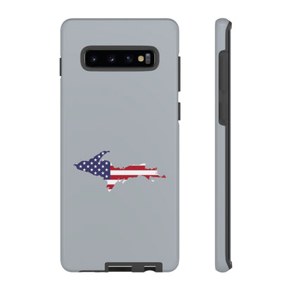 Michigan Upper Peninsula Tough Phone Case (Silver w/ UP USA Flag Outline) | Samsung & Pixel Android