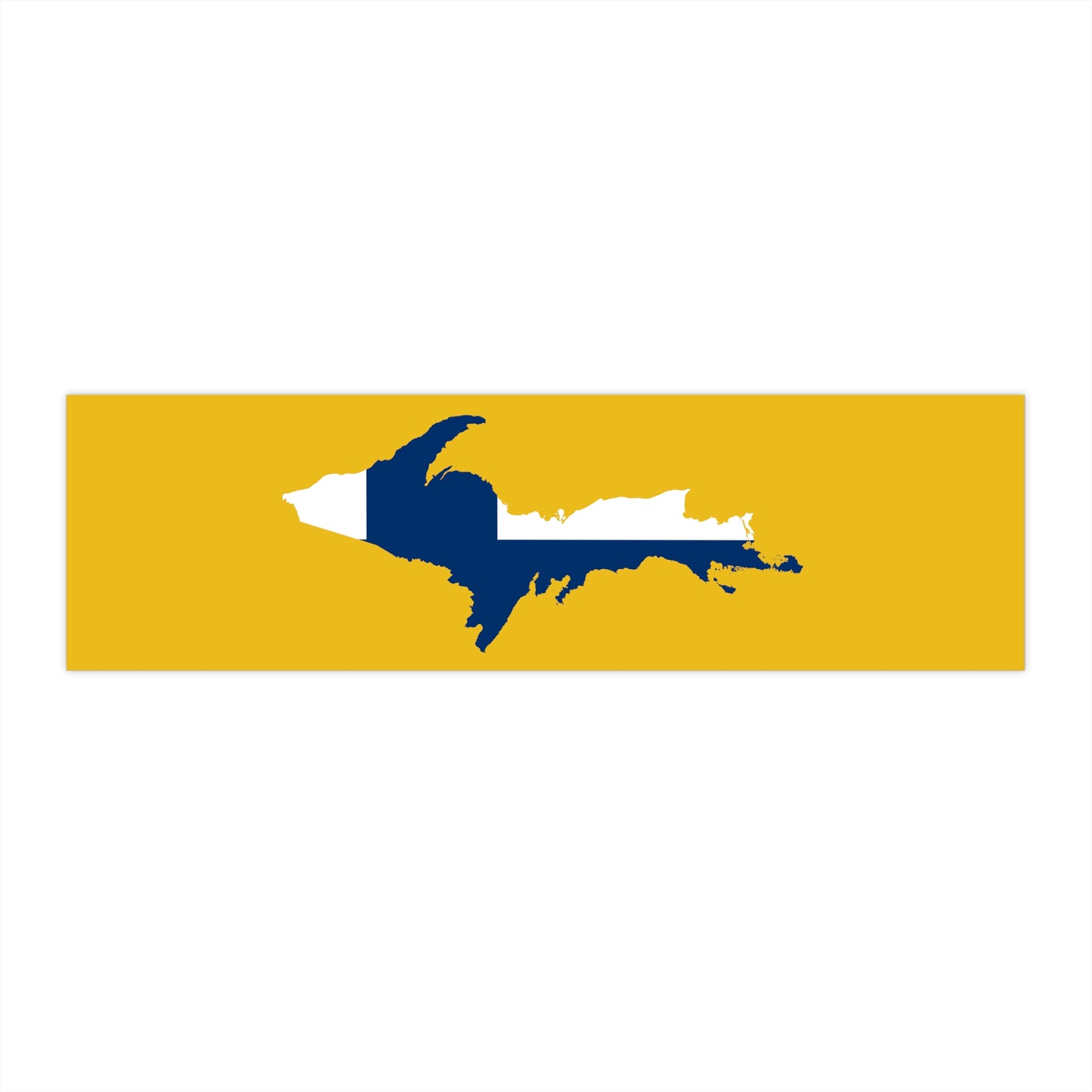 Michigan Upper Peninsula Bumper Stickers (w/ UP Finland Flag Outline) | Maple Color Background