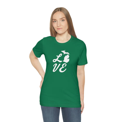 Michigan 'Love' T-Shirt (Retro Script Font) | Unisex Standard Fit