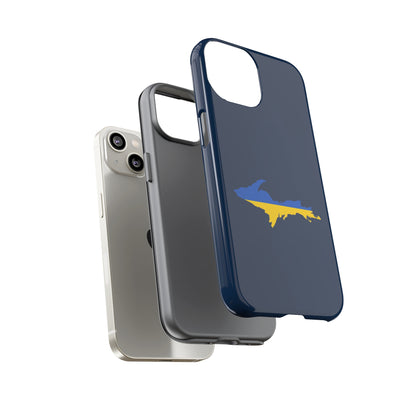 Michigan Upper Peninsula Tough Phone Case (Navy w/ UP Ukraine Flag Outline) | Apple iPhone