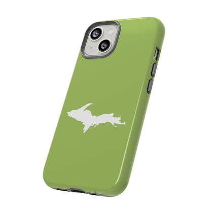 Michigan Upper Peninsula Tough Phone Case (Gooseberry Green w/ UP Outline) | Apple iPhone