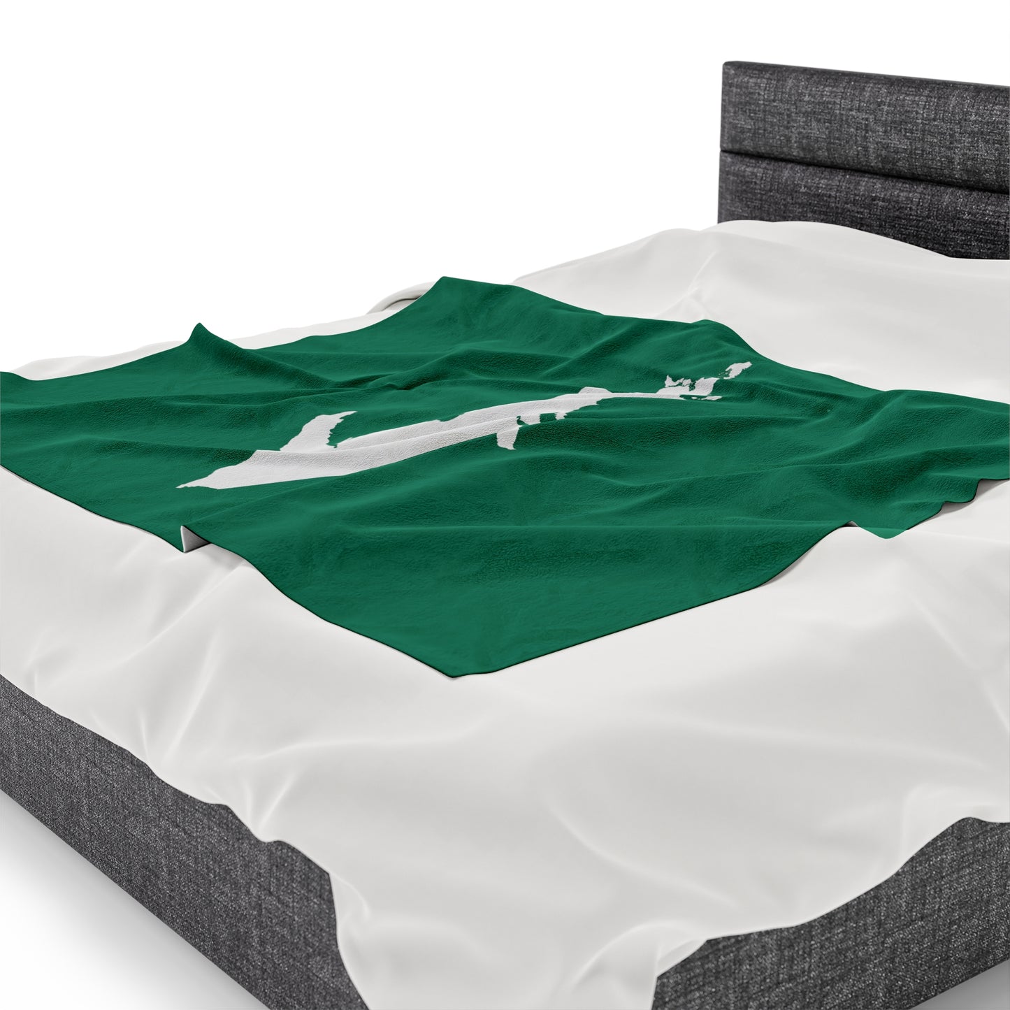 Michigan Upper Peninsula Plush Blanket (w/ UP Outline) | Emerald Green