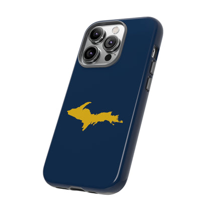 Michigan Upper Peninsula Tough Phone Case (Navy w/ Gold UP Outline) | Apple iPhone