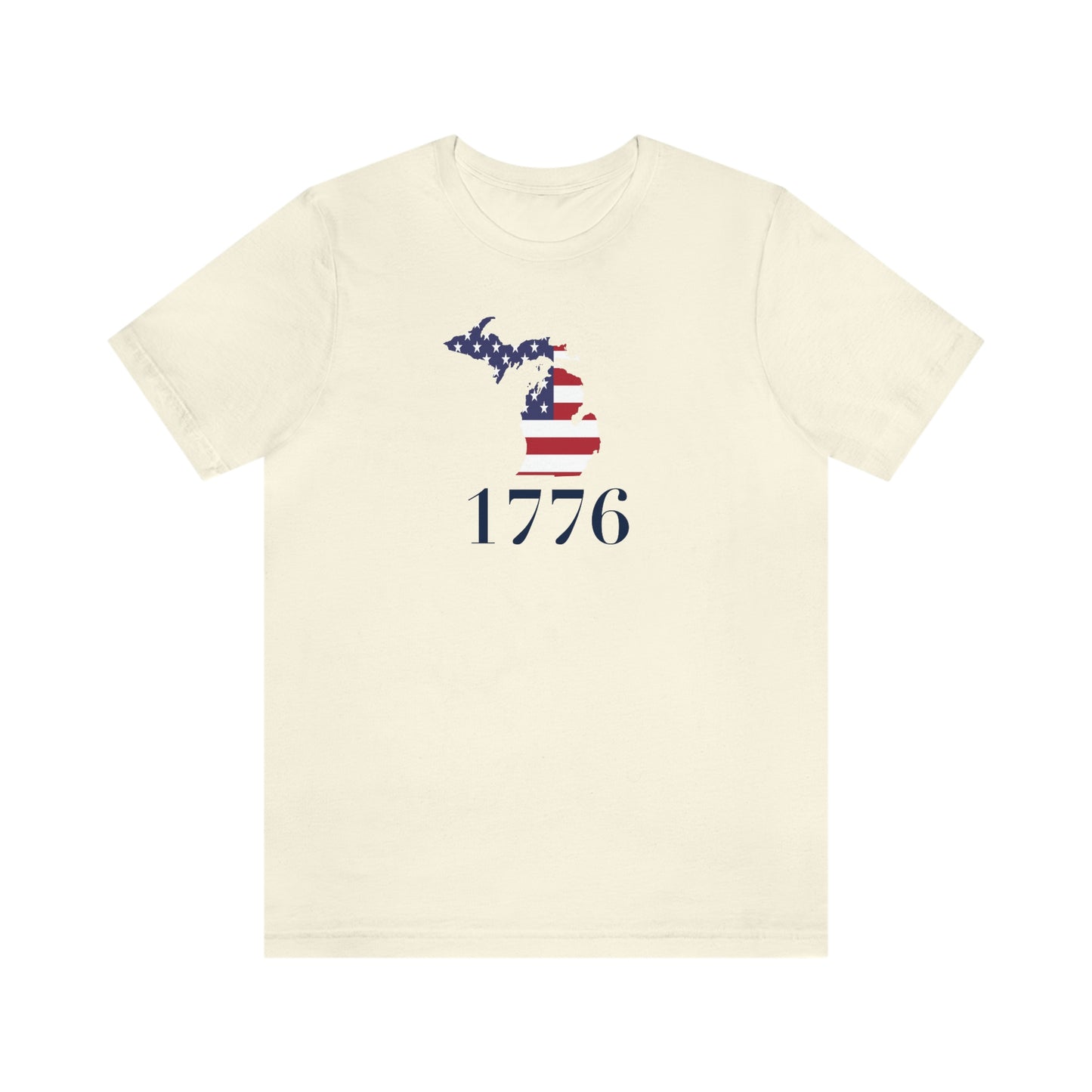 Michigan '1776' T-Shirt (Didone Font w/ MI USA Flag Outline) | Unisex Standard Fit