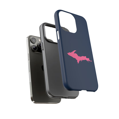 Michigan Upper Peninsula Tough Phone Case (Navy w/ Pink UP Outline) | Apple iPhone