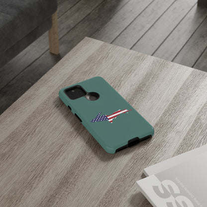 Michigan Upper Peninsula Tough Phone Case (Copper Green w/ UP USA Flag Outline) | Samsung & Pixel Android