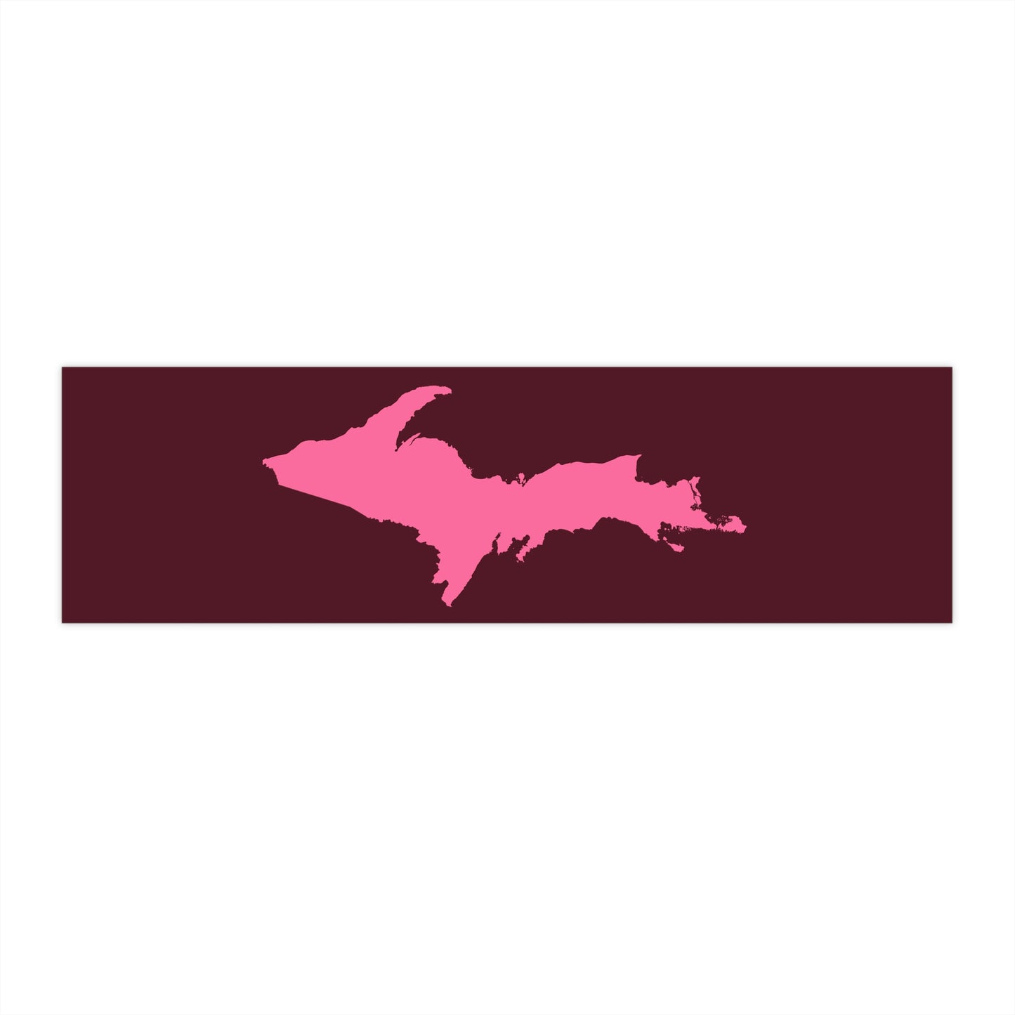 Michigan Upper Peninsula Bumper Sticker (w/ Pink UP Outline) | Pinot Red Background