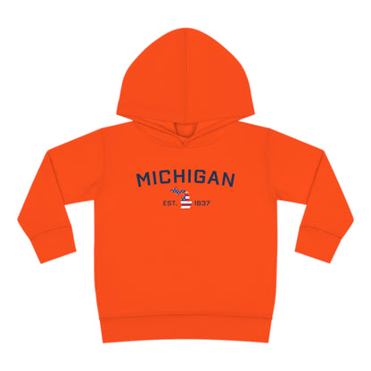 'Michigan EST 1837' Hoodie (With MI USA Flag Outline) | Unisex Toddler