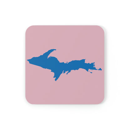 Michigan Upper Peninsula Coaster Set (Pink w/ Azure UP Outline) | Corkwood - 4 pack