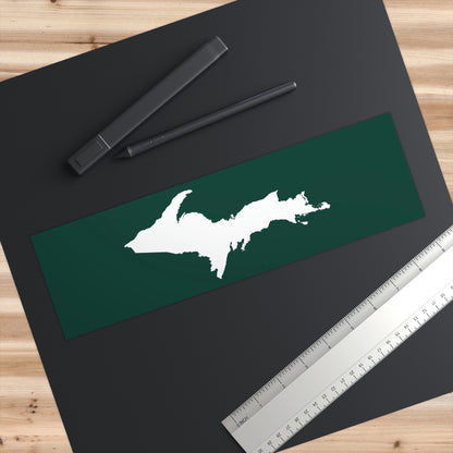 Michigan Upper Peninsula Bumper Sticker (w/ UP Outline) | Green Background