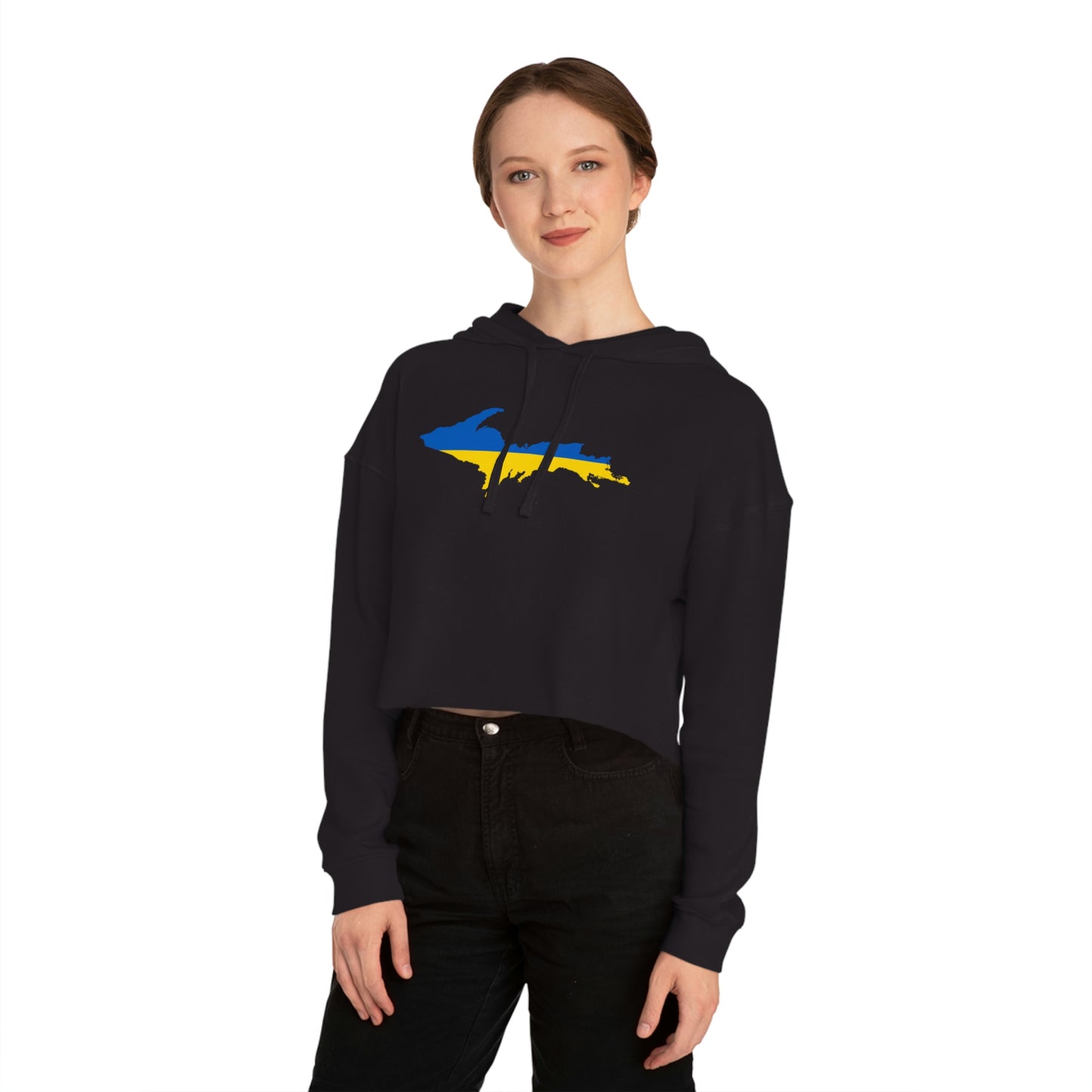 Michigan Upper Peninsula Hoodie (w/ UP Ukraine Flag Outline) | Lightweight Cropped