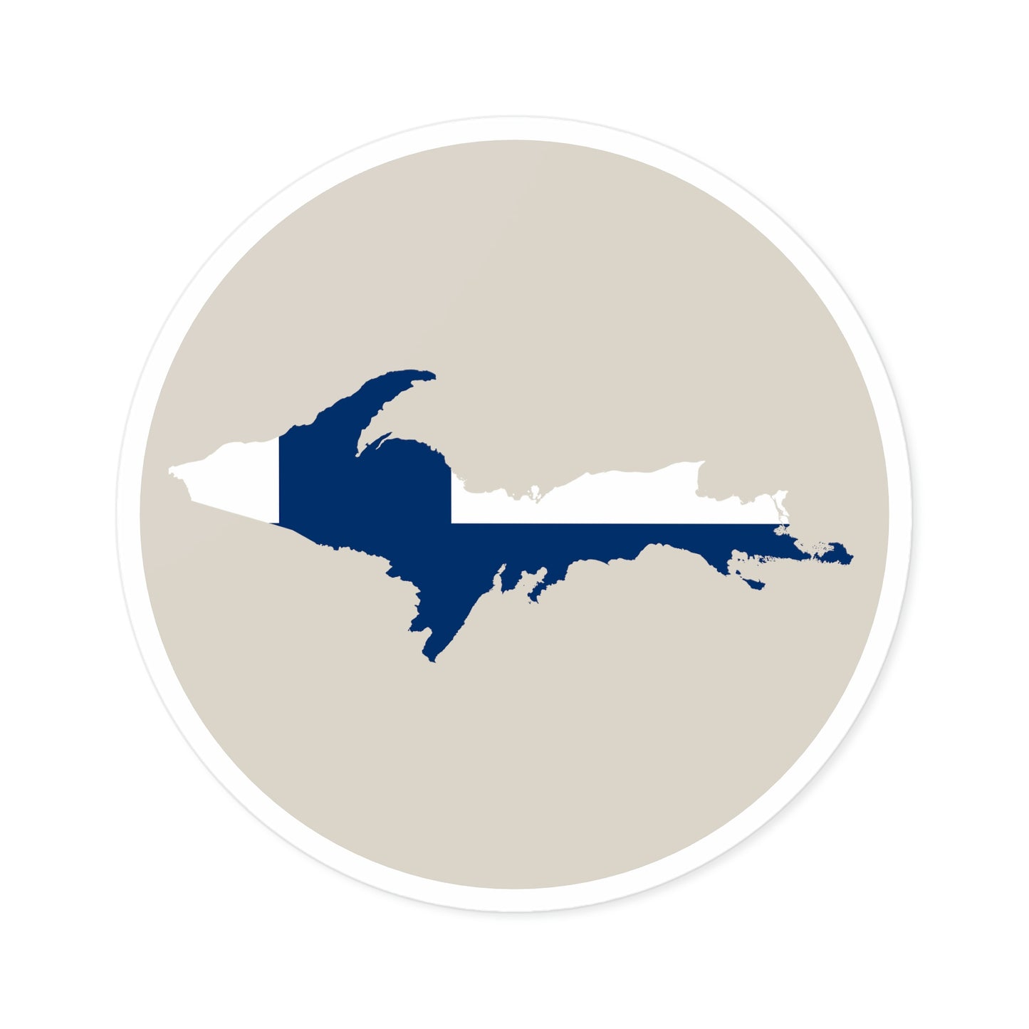 Michigan Upper Peninsula Round Stickers (Canvas w/ UP Finland Flag Outline) | Indoor\Outdoor