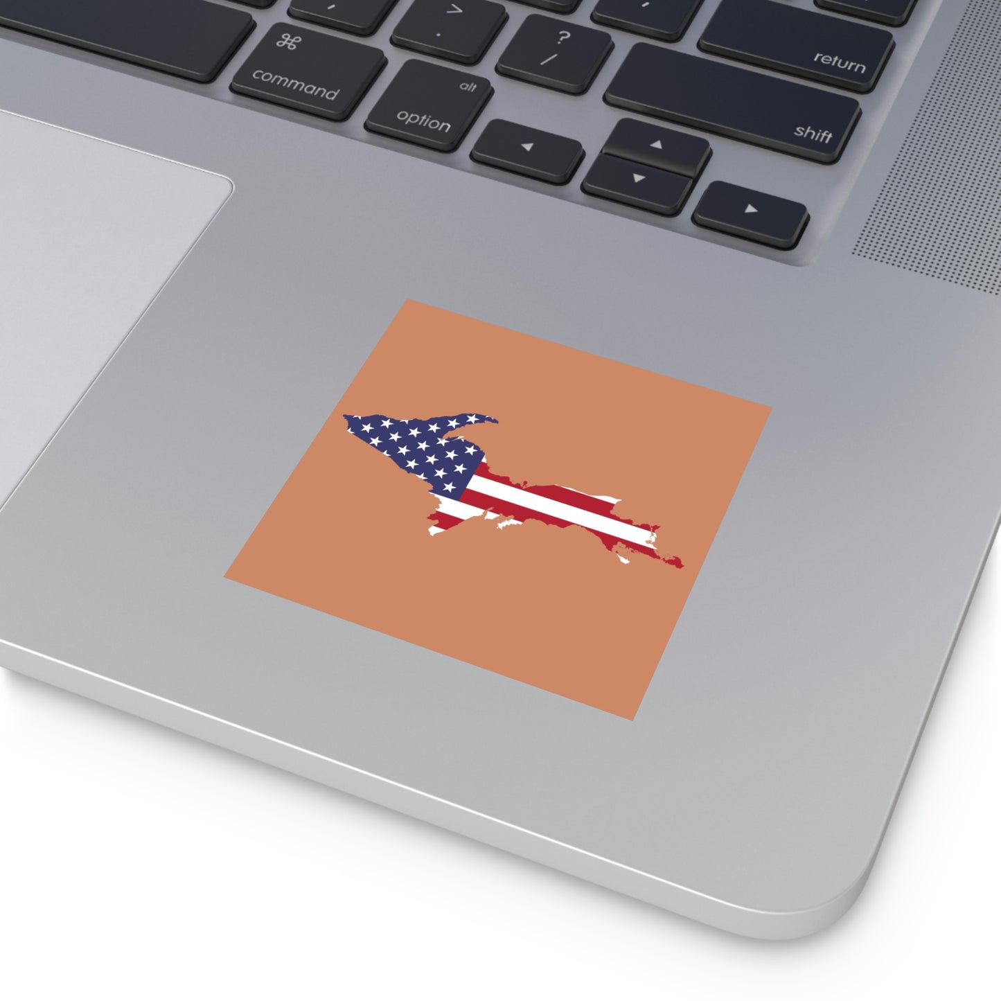 Michigan Upper Peninsula Square Sticker (Copper w/ UP USA Flag Outline) | Indoor/Outdoor