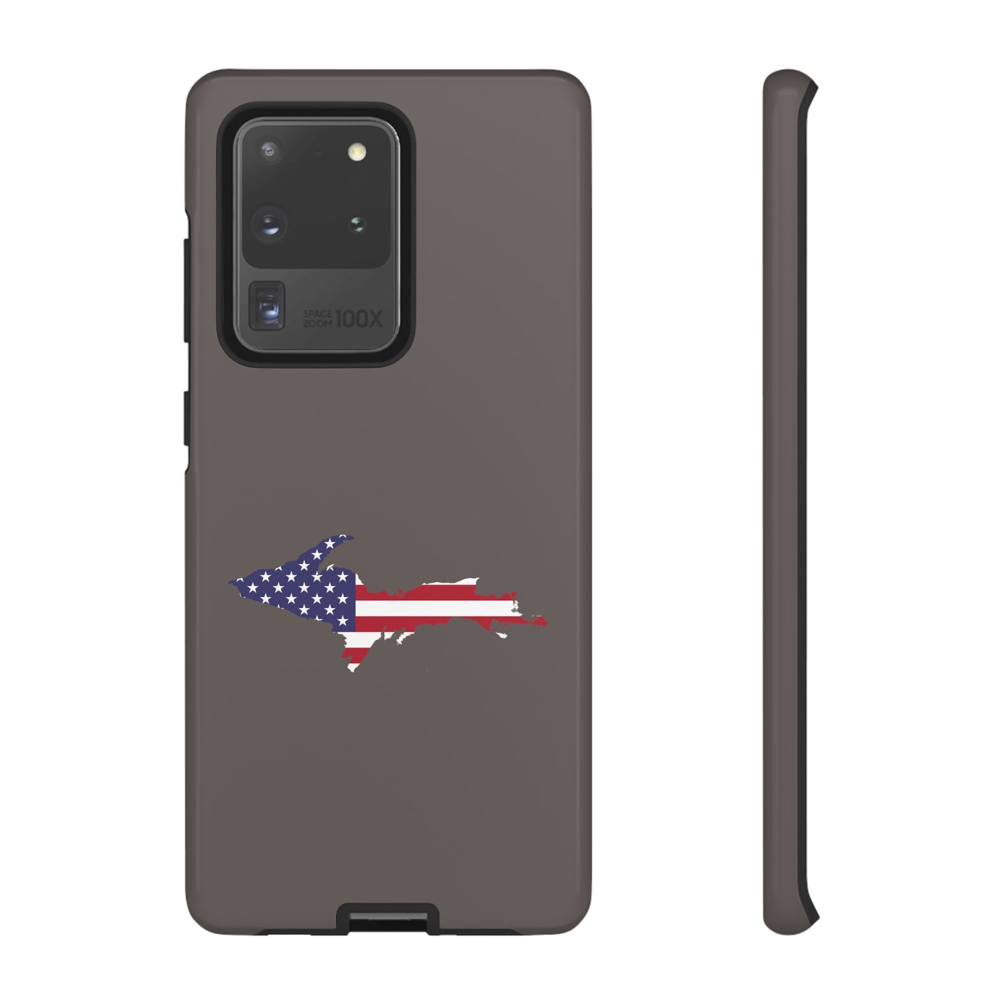 Michigan Upper Peninsula Tough Phone Case (Warren Tank Grey w/ UP USA Flag Outline) | Samsung & Pixel Android