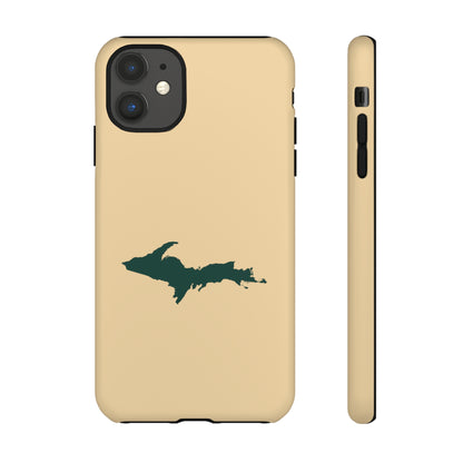 Michigan Upper Peninsula Tough Phone Case (Maple Color w/ Green UP Outline) | Apple iPhone