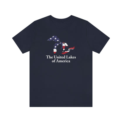 'The United Lakes of America' T-Shirt (w/ Great Lakes USA Flag Outline) | Unisex Standard Fit