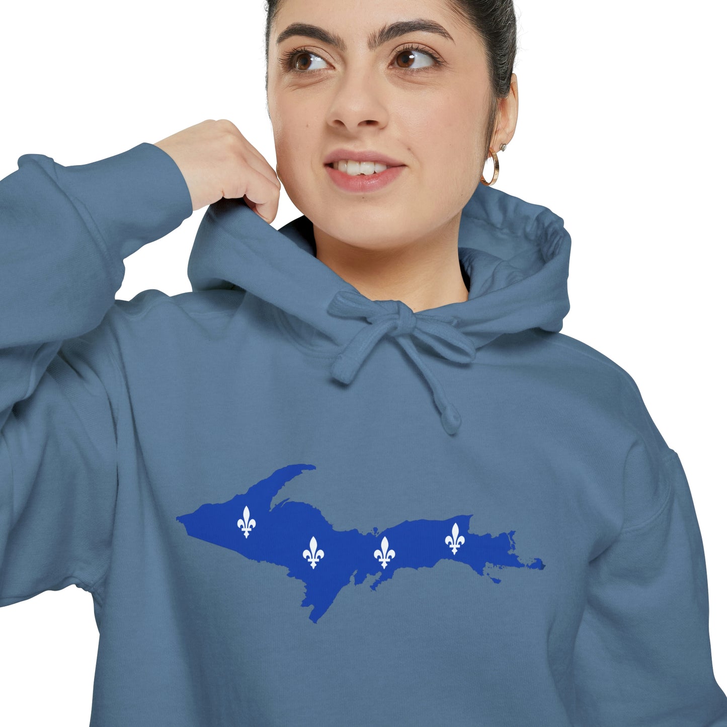 Michigan Upper Peninsula Hoodie (w/ UP Quebec Flag Outline) | Unisex Garment-Dyed