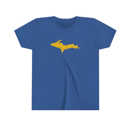 Michigan Upper Peninsula T-Shirt (w/ Gold UP Outline) | Youth Short Sleeve