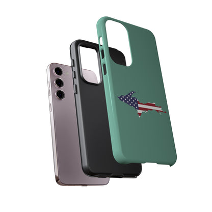 Michigan Upper Peninsula Tough Phone Case ('64 Metallic Mint Green w/ UP USA Flag Outline) | Samsung & Pixel Android