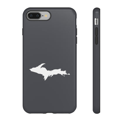 Michigan Upper Peninsula Tough Phone Case (Iron Ore Grey w/ UP Outline) | Apple iPhone