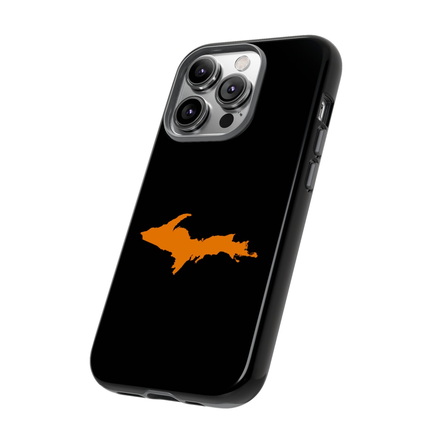 Michigan Upper Peninsula Tough Phone Case (Black w/ Orange UP Outline) | Apple iPhone