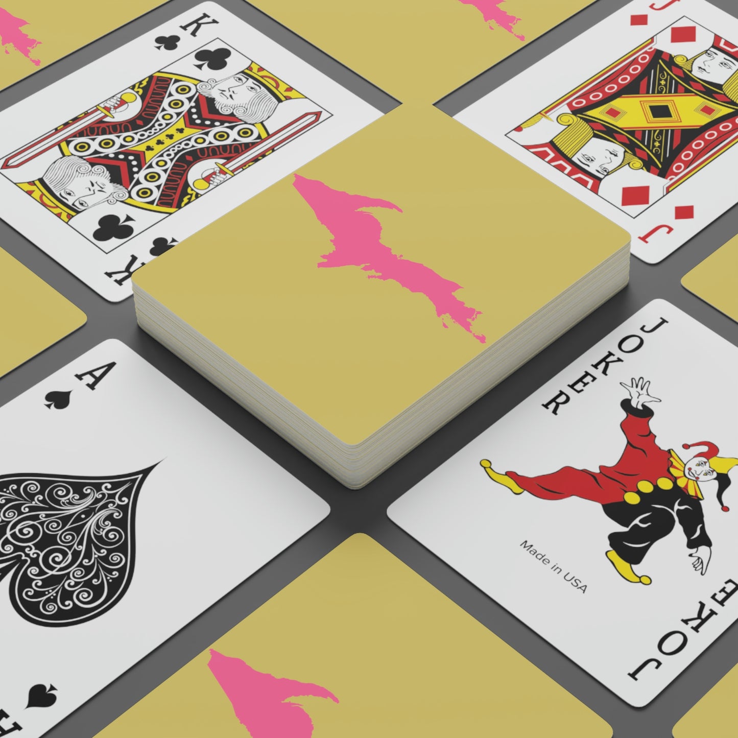 Michigan Upper Peninsula Poker Cards (Plum Yellow w/ Pink UP Outline)