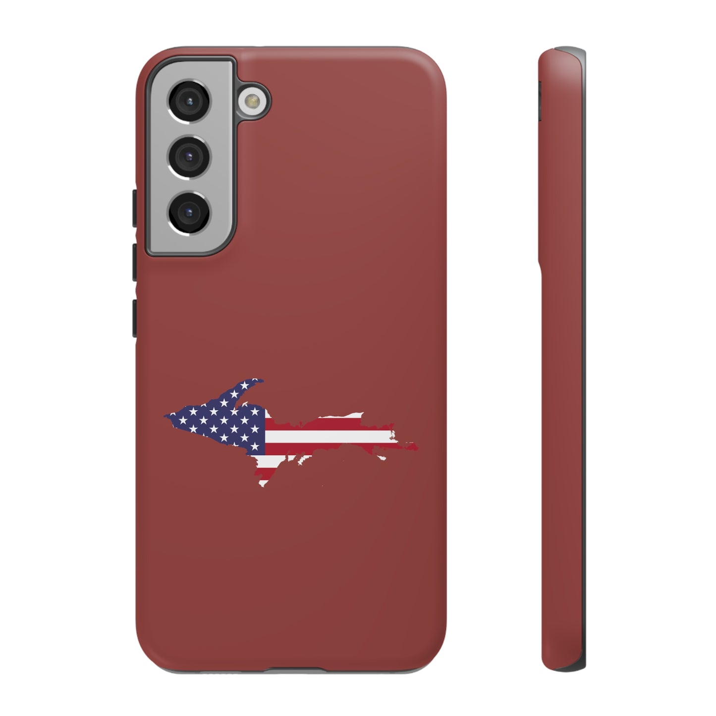 Michigan Upper Peninsula Tough Phone Case (Ore Dock Red w/ UP USA Flag Outline) | Samsung & Pixel Android