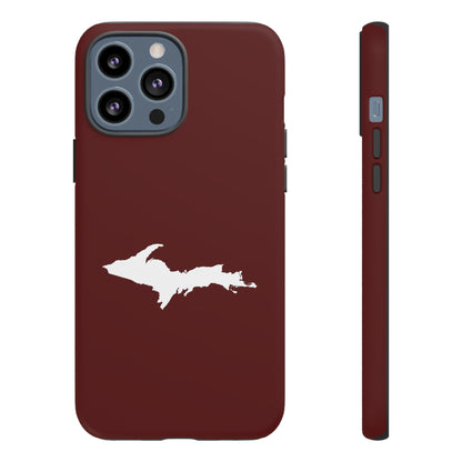 Michigan Upper Peninsula Tough Phone Case (Cherrywood Red w/ UP Outline) | Apple iPhone