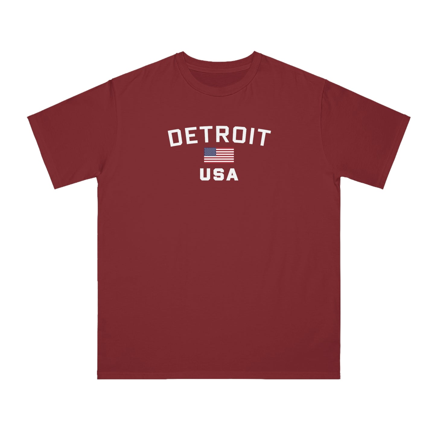 'Detroit USA' T-Shirt (w/ USA Flag) | Organic Unisex