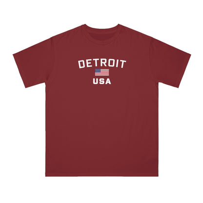 'Detroit USA' T-Shirt (w/ USA Flag) | Organic Unisex