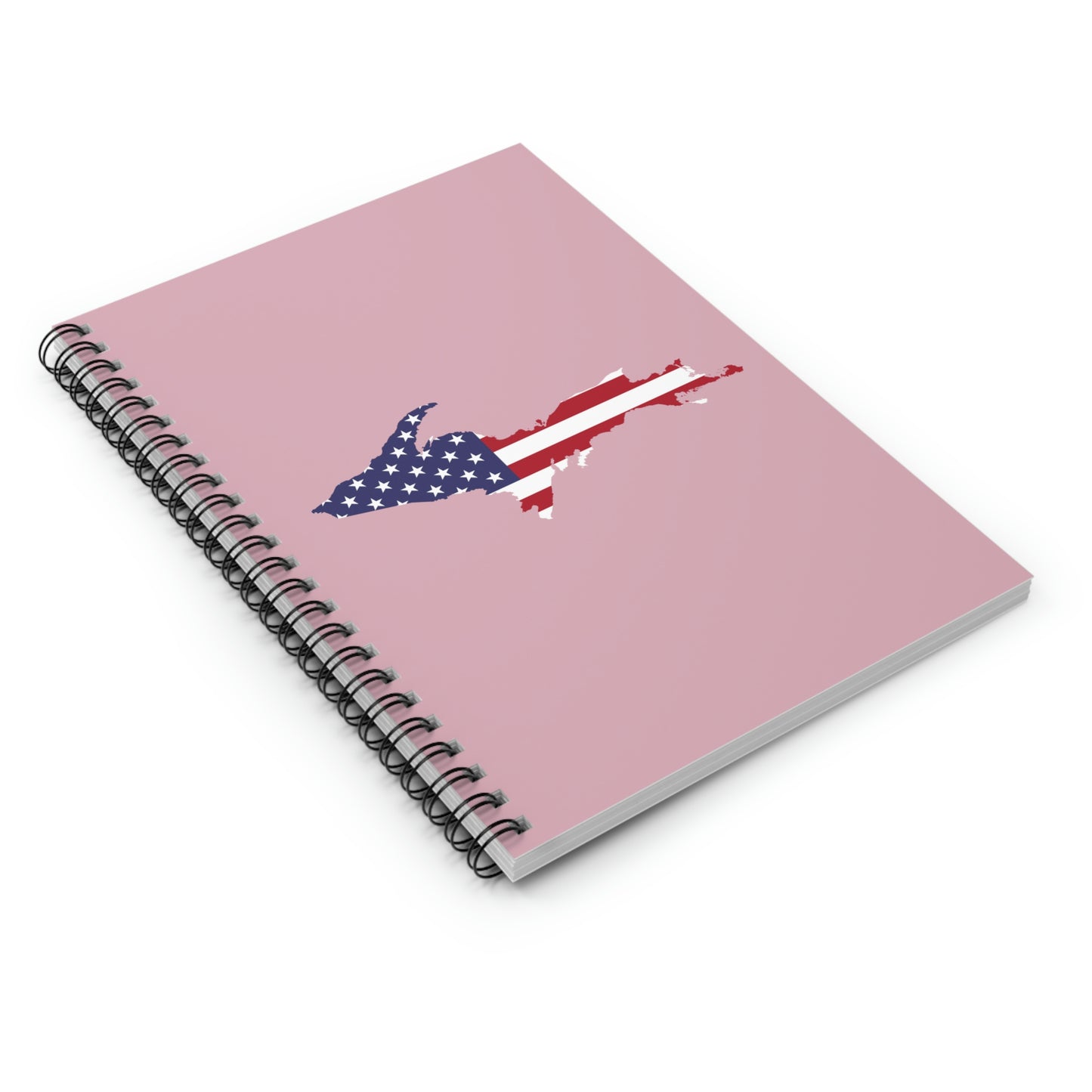 Michigan Upper Peninsula Spiral Notebook (w/ UP USA Flag Outline) | Pink