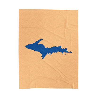 Michigan Upper Peninsula Plush Blanket (w/ Azure UP Outline) | Pale Apricot