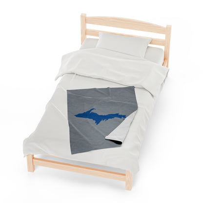 Michigan Upper Peninsula Plush Blanket (w/ Azure UP Outline) | Silver