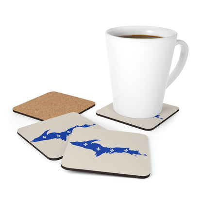 Michigan Upper Peninsula Coaster Set (Canvas Color w/ UP Quebec Flag Outline) | Corkwood - 4 pack