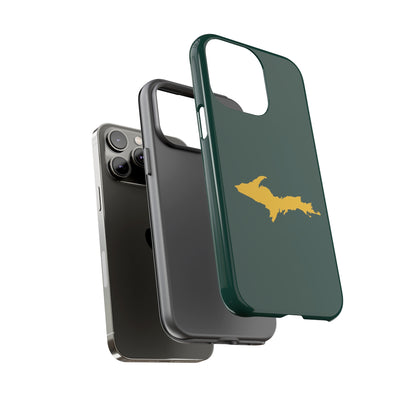 Michigan Upper Peninsula Tough Phone Case (Green w/ Gold UP Outline) | Apple iPhone