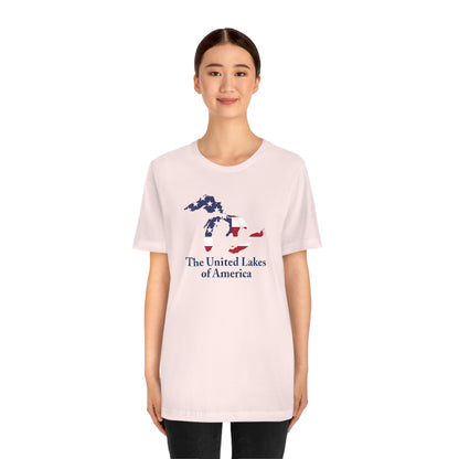 'The United Lakes of America' T-Shirt (w/ Great Lakes USA Flag Outline) | Unisex Standard Fit