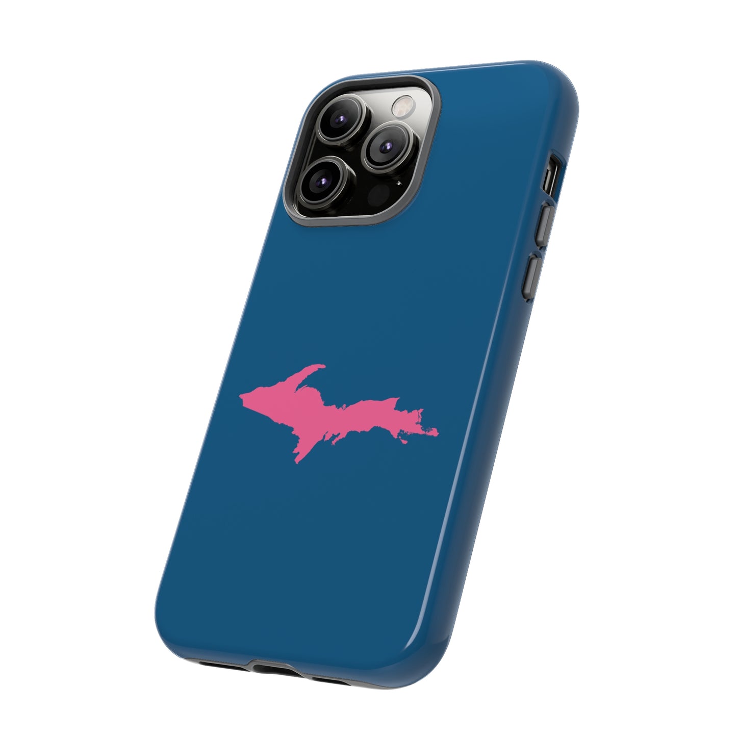 Michigan Upper Peninsula Tough Phone Case (Blueberry w/ Pink UP Outline) | Apple iPhone