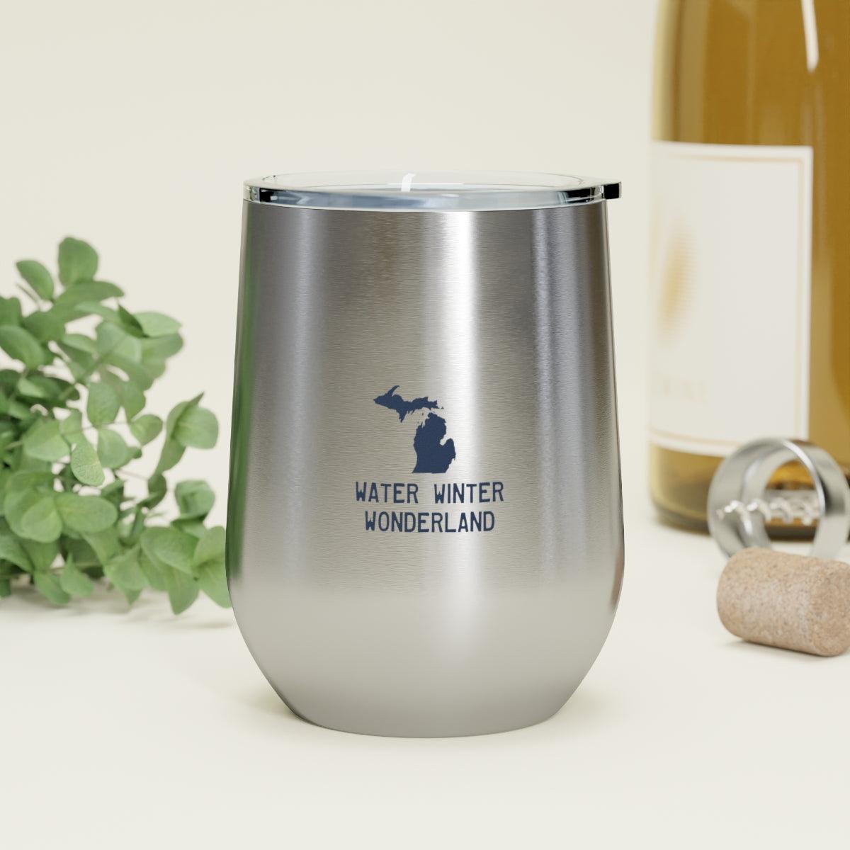 'Water Winter Wonderland' Michigan Insulated Wine Tumbler | 12oz Stainless Steel - Circumspice Michigan