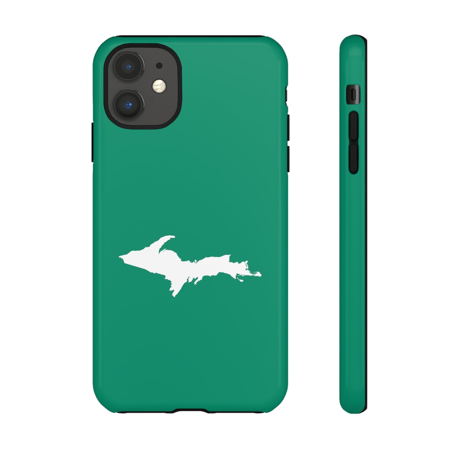 Michigan Upper Peninsula Tough Phone Case (Emerald Green w/ UP Outline) | Apple iPhone