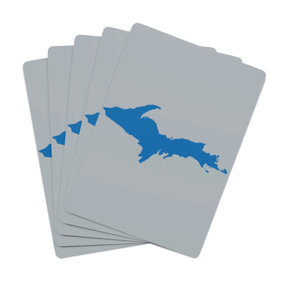 Michigan Upper Peninsula Poker Cards (Silver w/ Azure UP Outline)