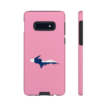 Michigan Upper Peninsula Tough Phone Case ('67 Caddie Pink w/ UP Finland Flag Outline) | Samsung & Pixel Android