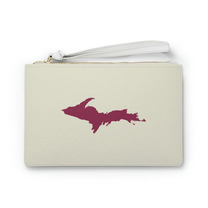 Michigan Upper Peninsula Clutch Bag (Ivory Color w/ Ruby UP Outline)