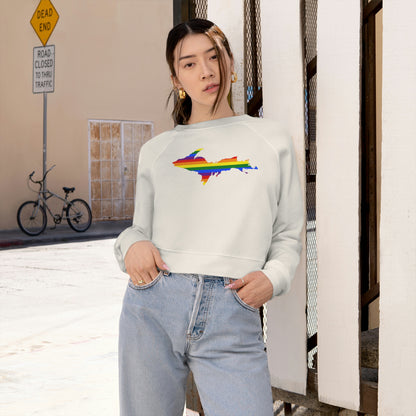 Michigan Upper Peninsula Sweatshirt (w/ UP Pride Flag Outline) | Cropped Mid-Length